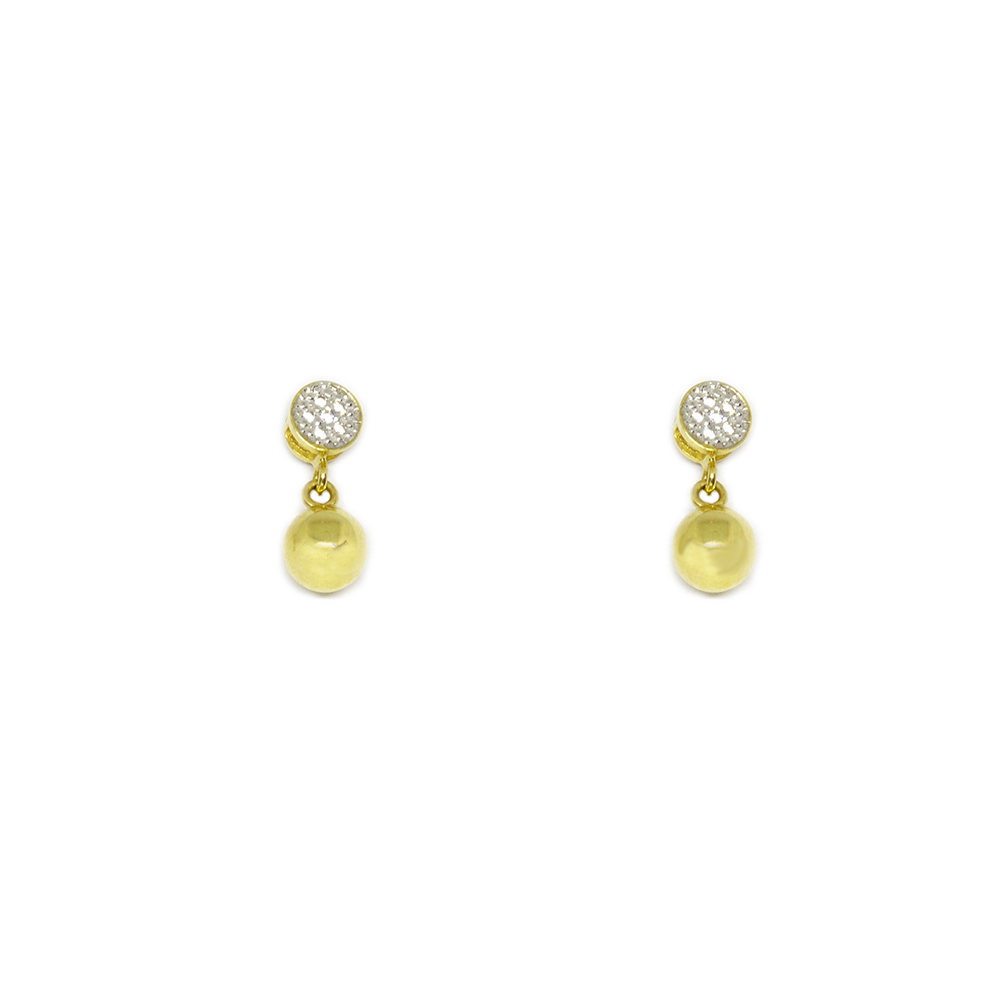 Brinco Bola com Zirc�nias em Ouro 18 Kilates - 25048